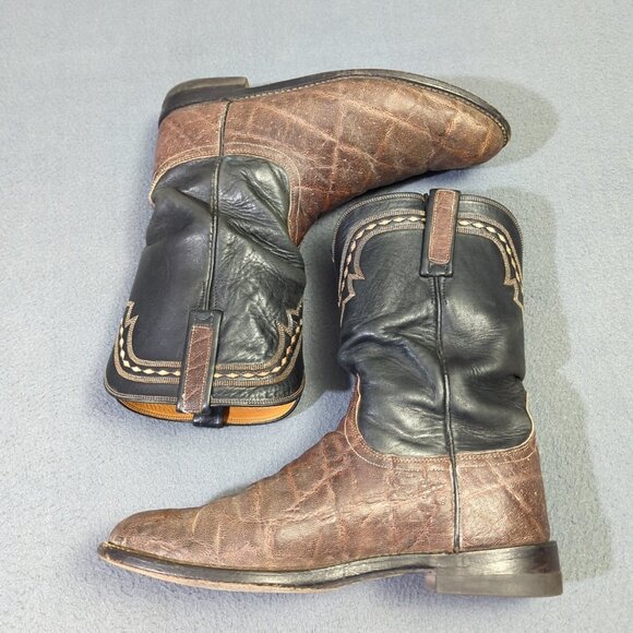 Lucchese 2000 Boots Men\'s 8.5 Brown With Black Uppers T000202 Western Cowboy main image 10